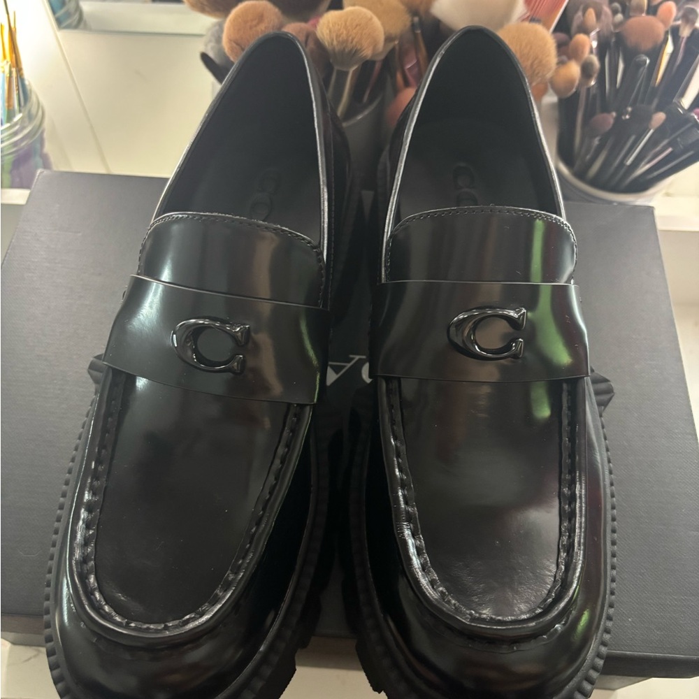 Coach Men's Glossy Black Loafers